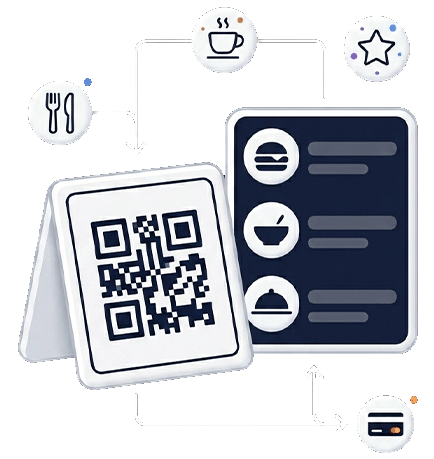 QR code menu for restaurant and cafe table sign