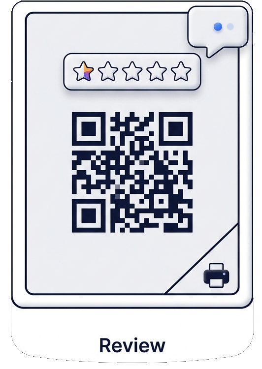 Review us QR code sign for collecting customer reviews